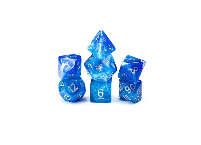 Gamers Guild AZ Gate Keeper Games GKGAE337-7d - Gate Keeper Games 7 Die Set: Chanukah Hanukkah Aether Dice Gate Keeper Games