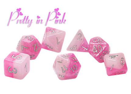 Gamers Guild AZ Gate Keeper Games GKGH11-7d - Gate Keeper Games 7 Die Set: Pretty in Pink Halfsies Dice Gate Keeper Games
