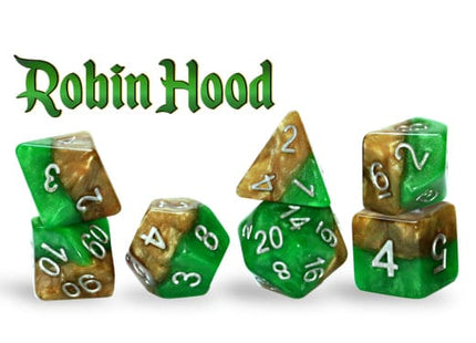Gamers Guild AZ Gate Keeper Games GKGH20-7d - Gate Keeper Games 7 Die Set: Robin Hood Halfsies Dice Gate Keeper Games