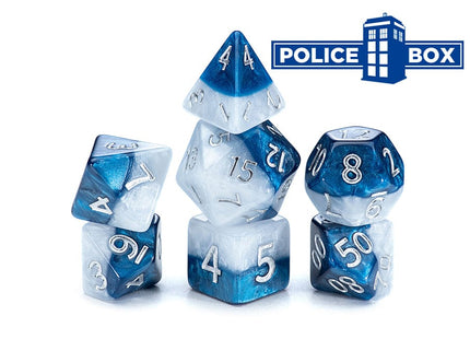 Gamers Guild AZ Gate Keeper Games GKGH37-7d - Gate Keeper Games 7 Die Set: Police Box Halfsies Dice Gate Keeper Games