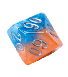 Gamers Guild AZ Gate Keeper Games GKGH534-10d10 - Gate Keeper Games Set of 10 D10: Fire & Dice Halfsies Dice Gate Keeper Games