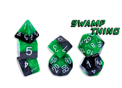 Gamers Guild AZ Gate Keeper Games GKGH592-7d - Gate Keeper Games 7 Die Set: Swamp Thing Halfsies Dice Gate Keeper Games