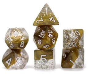 Gamers Guild AZ Gate Keeper Games GKGHG00-11d - Gate Keeper Games 11 Die Set: Glitter Gold Halfsies Dice Gate Keeper Games