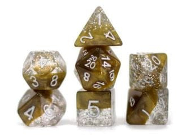 Gamers Guild AZ Gate Keeper Games GKGHG00-7d - Gate Keeper Games 7 Die Set: Glitter Gold Halfsies Dice Gate Keeper Games
