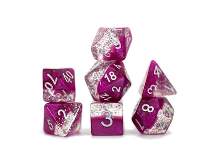 Gamers Guild AZ Gate Keeper Games GKGHG01-7d - Gate Keeper Games 7 Die Set: Glitter Wine Halfsies Dice Gate Keeper Games