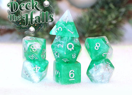 Gamers Guild AZ Gate Keeper Games GKGHG20-7d - Gate Keeper Games 7 Die Set: Glitter Green Halfsies Dice Gate Keeper Games