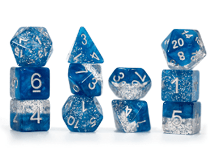 Gamers Guild AZ Gate Keeper Games GKGHG30-11d - Gate Keeper Games 11 Die Set: Glitter Blue Halfsies Dice Gate Keeper Games
