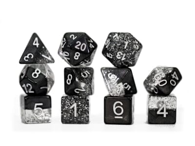 Gamers Guild AZ Gate Keeper Games GKGHG80-11d - Gate Keeper Games 11 Die Set: Glitter Black Halfsies Dice Gate Keeper Games