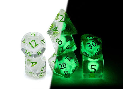 Gamers Guild AZ Gate Keeper Games GKGR02-7d - Gate Keeper Games 7 Die Set: Firefly Radiant Dice Glow in the Dark Gate Keeper Games