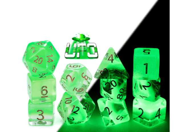 Gamers Guild AZ Gate Keeper Games GKGR020-11d - Gate Keeper Games 11 Die Set: UFO Radiant Dice Glow in the Dark Gate Keeper Games