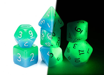 Gamers Guild AZ Gate Keeper Games GKGR23-7d - Gate Keeper Games 7 Die Set: Bioluminescent Dice Glow in the Dark Gate Keeper Games