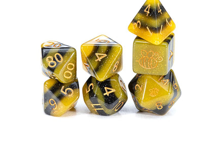 Gamers Guild AZ Gate Keeper Games GKGSG08080-7d - Gate Keeper Games 7 Die Set: Electric Bumble Bee Sui Generis Dice Gate Keeper Games