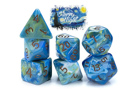 Gamers Guild AZ Gate Keeper Games GKGVG3347-7d - Gate Keeper Games 7 Die Set: Starry Night Van Gogh Dice Gate Keeper Games