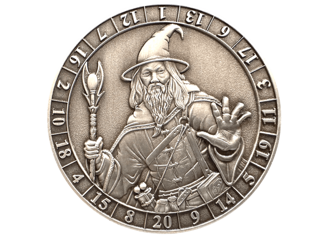 Gamers Guild AZ Goliath Coins Goliath Coins: Dice Coin D20 Male Human Wizard Quartermaster Direct