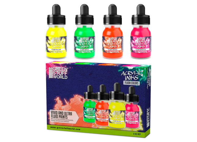 Gamers Guild AZ Green Stuff World Fluor Acrylic Inks Set Green Stuff World