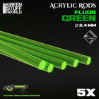 Gamers Guild AZ Green Stuff World Green Stuff World: Acrylic Rods: Round - Fluor Green (2.4mm) Green Stuff World