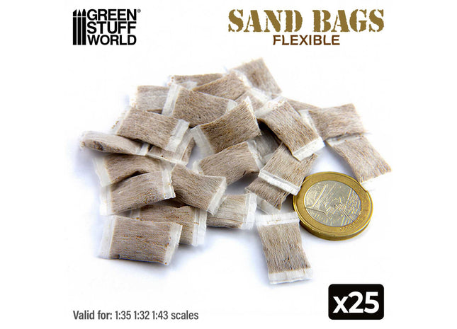 Gamers Guild AZ Green Stuff World Miniature Flexible Sandbags 25ct Green Stuff World