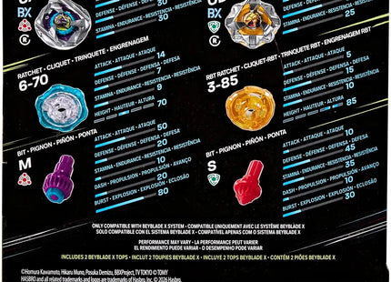 Gamers Guild AZ Hasbro Beyblade X: Calibur Samurai 6-70M vs Obsidian Shell 3-85S Dual Pack Discontinue