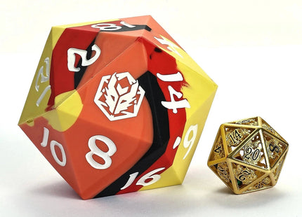 Gamers Guild AZ HYMGHO 55mm Chonk Rubber Silicon D20- The Fire Ball HYMGHO