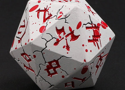 Gamers Guild AZ HYMGHO Barbarian Solid Metal Polyhedral Dice Set - Matte White with Blood Red HYMGHO