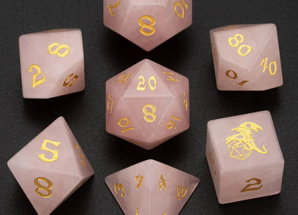 Gamers Guild AZ HYMGHO BRB001: Dragon's Hoard Gem Stone Dice Set - Rose Quartz HYMGHO