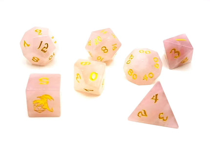 Gamers Guild AZ HYMGHO BRB001: Dragon's Hoard Gem Stone Dice Set - Rose Quartz HYMGHO