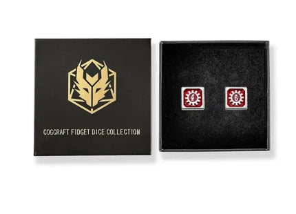 Gamers Guild AZ HYMGHO Cogcraft Fidget D6 - Vernmillion - Red & Silver HYMGHO