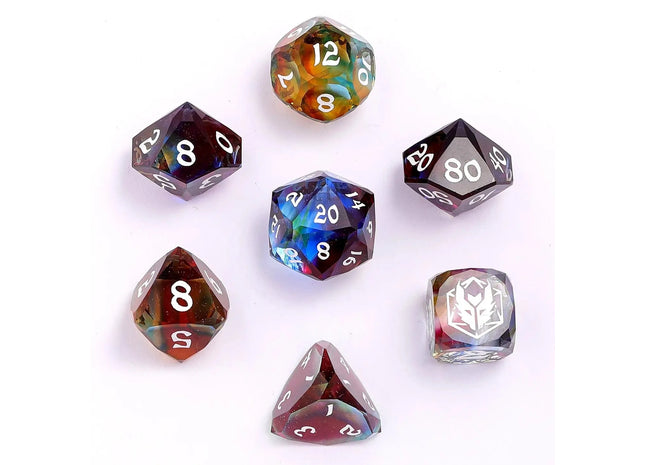 Gamers Guild AZ HYMGHO Dragon’S Hoard Luster Cut Dice Set - Prismatic Glass HYMGHO