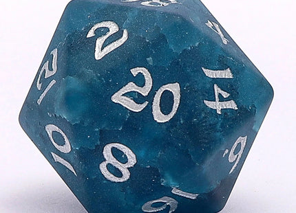 Gamers Guild AZ HYMGHO Dragon's Hoard Polyhedral Dice Set - Blasted Glass - Frosted Dark Blue Glass HYMGHO