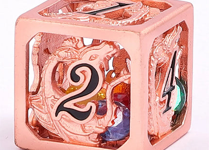 Gamers Guild AZ HYMGHO HY00203: Hollow Dragon Polyhedral Dice Set Filled With Gems - Copper HYMGHO