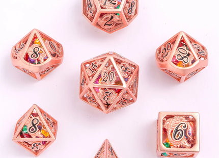 Gamers Guild AZ HYMGHO HY00203: Hollow Dragon Polyhedral Dice Set Filled With Gems - Copper HYMGHO