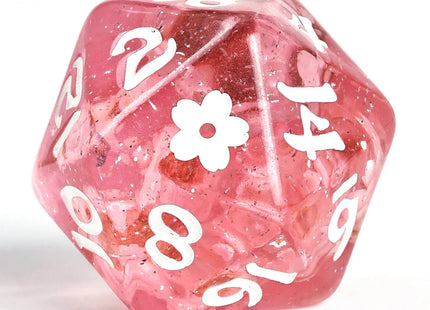 Gamers Guild AZ HYMGHO HY00323: Wyrmforged Rollers - Sakura Blossom RPG Dice Set - Pink with White Ink HYMGHO