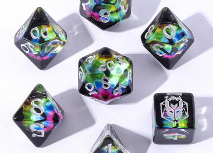Gamers Guild AZ HYMGHO HY00330: Wyrmforged Rollers - Rounded Resin Polyhedral Dice - Dragon Eye Chromatic HYMGHO