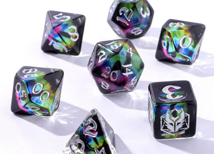Gamers Guild AZ HYMGHO HY00330: Wyrmforged Rollers - Rounded Resin Polyhedral Dice - Dragon Eye Chromatic HYMGHO