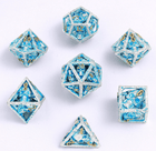 Gamers Guild AZ HYMGHO HY00355: Skull's Grin Hollow Metal Dice Set - Glow in the Dark Blue HYMGHO