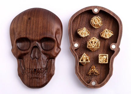 Gamers Guild AZ HYMGHO HY00529: Black Walnut Premium Wooden Gaming Accessory Case - Skull HYMGHO