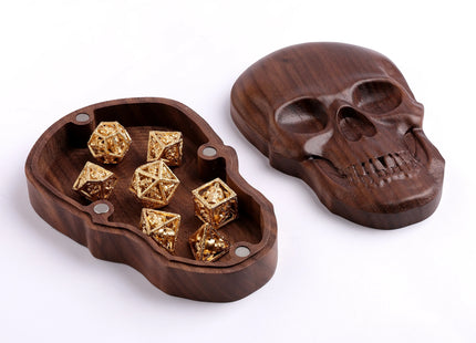 Gamers Guild AZ HYMGHO HY00529: Black Walnut Premium Wooden Gaming Accessory Case - Skull HYMGHO