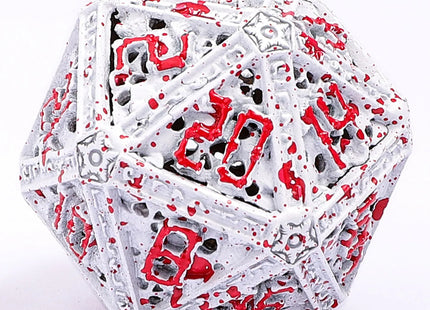 Gamers Guild AZ HYMGHO HY00610: Hollow Metal Necromancer Dice Set - White w/ Blood Splatter HYMGHO