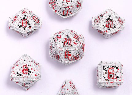 Gamers Guild AZ HYMGHO HY00610: Hollow Metal Necromancer Dice Set - White w/ Blood Splatter HYMGHO
