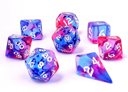 Gamers Guild AZ HYMGHO HY02011: Wyrmforged Rollers - Rounded Edge 8 Piece Polyhedral Dice set - Unicorn Tears HYMGHO