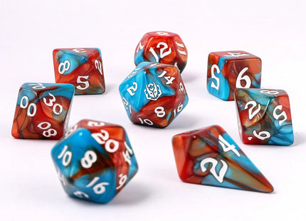 Gamers Guild AZ HYMGHO HY02012: Wyrmforged Rollers - Rounded Edge 8 Piece Polyhedral Dice set - Bard's Cloak HYMGHO