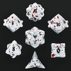 Gamers Guild AZ HYMGHO HYMGHO Dice: HY00463 Solid Metal Paladin Dice Set - Matt White/Blood Splatter HYMGHO