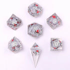Gamers Guild AZ HYMGHO HYMGHO Dice: Sharp Edge Liquid Core RPG Dice Set - Plum Blossom HYMGHO