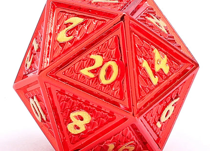 Gamers Guild AZ HYMGHO Metal Behemoth RPG Dice Set - Red Chrome with Gold HYMGHO