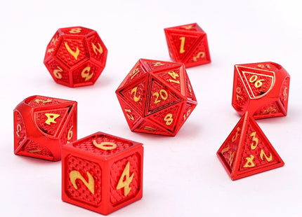 Gamers Guild AZ HYMGHO Metal Behemoth RPG Dice Set - Red Chrome with Gold HYMGHO