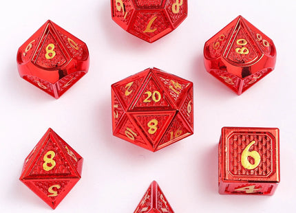 Gamers Guild AZ HYMGHO Metal Behemoth RPG Dice Set - Red Chrome with Gold HYMGHO
