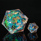 Gamers Guild AZ HYMGHO Sharp Edged Resin 55mm D20 - Opal w/ Copper Ink HYMGHO