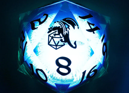 Gamers Guild AZ HYMGHO Sharp Edged Resin LED 33mm D20 - Always Watching - Beholder's Gaze HYMGHO