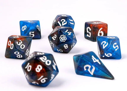 Gamers Guild AZ HYMGHO Wyrmforged Rollers - Rounded Edge 8 Piece Polyhedral Dice set - Mystic Nebula HYMGHO