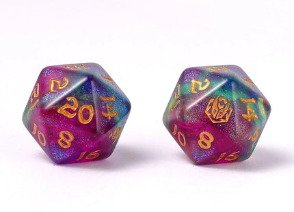 Gamers Guild AZ HYMGHO Wyrmforged Rollers - Rounded Edge 8 Piece Polyhedral Dice set - Siren's Melody HYMGHO